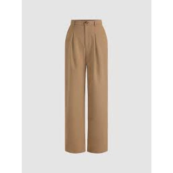 Cider Pants - NWT Cider 1X tan high rise wide leg flowey dress slacks pants career academia